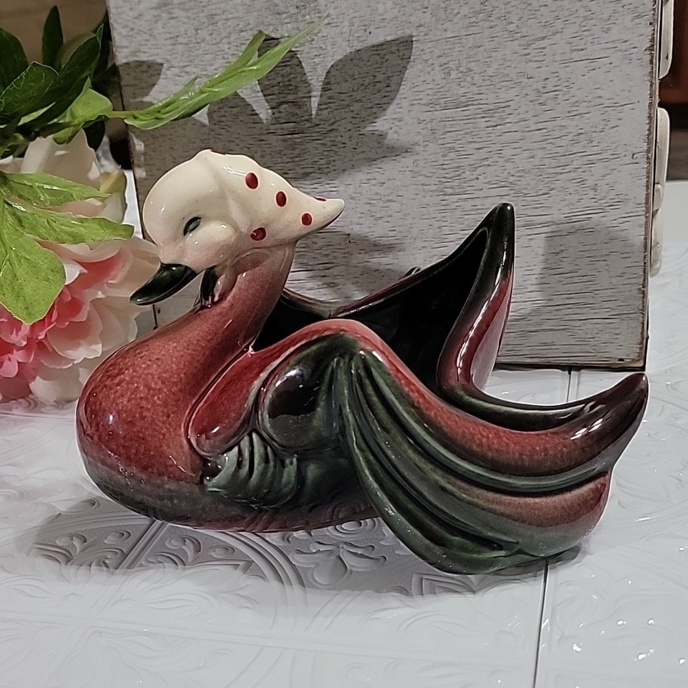 Vintage Hull Mother Goose Swan Duck Ceramic Planter Home Decor